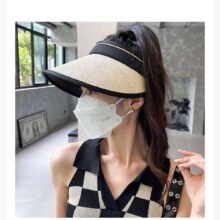 遮阳帽女防晒空顶帽子女夏季新款大檐太阳帽 202370卡其色 56