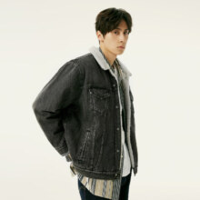 20点、PLUS会员：Levi's 李维斯 仿羊羔绒 牛仔夹克 灰色