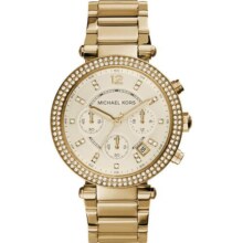 MICHAEL KORS三眼金表璀璨镶钻轻奢官方正品女表MK5354