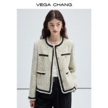 31日20点开始：VEGA CHANG 小香风外套女 花呢气质上衣 杂色米 M