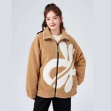 SEMIR 森马 仿羊羔绒 女款厚中长款宽松立领外套