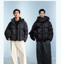 PEACEBIRD 太平鸟 男装冬季连帽短款宽松面包服三防男式羽绒服