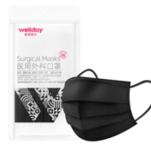 WELLDAY 维德 一次性医用外科口罩 10片*10包 黑色 中号