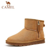 PLUS会员：CAMEL 骆驼 男士加绒保暖反绒软皮雪地靴 黄色