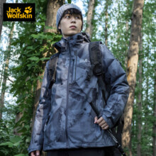 Jack Wolfskin狼爪冲锋衣男新款防水防风保暖宽松600蓬鹅绒羽绒三合一男两件套 A62338-6000/黑色 L 180/100A/充绒量：100G