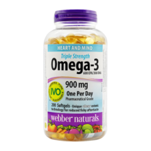 伟博天然无腥高浓度深海鱼油软胶囊三倍omega3呵护心脑1425mg200粒/瓶