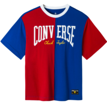 Converse 匡威儿童装男童t恤夏季新款纯棉半袖上衣时尚条纹运动足球服套头男大童针织休闲T恤衫潮 奥海蓝 140/68
