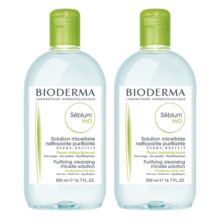 贝德玛（BIODERMA）【林允同款】绿水500ml*2净妍控油洁肤液卸妆水卸眼唇卸防晒