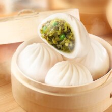 巴比 毛豆酸菜包 300g*2包 共12只 早餐包子馒头 生鲜面点 速食方便菜