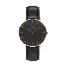 丹尼尔惠灵顿（DanielWellington）dw手表男 简约时尚欧美腕表男士石英手表 生日圣诞礼物送男友 36MM 金色边黑盘DW00100139