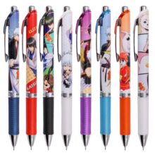 派通（Pentel）0.5mm速干按动式中性笔 银魂限定款 白夜叉坂田银时 黑色 BLN75