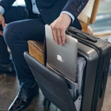 90分行李箱轻商务前开盖拉杆箱轻音登机箱旅行箱20英寸钛金灰