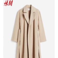 20点：H&M女装毛呢外套 春晚同款 气质腰部系带大衣
