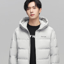 SNOWFLYING 雪中飞 羽绒外套连帽短款鹅绒男士羽绒服