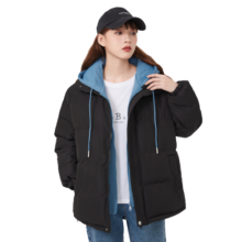 真维斯 棉服 连帽假两件加厚保暖学生面包服宽松运动休闲棉衣外套