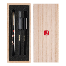 吴竹（KURETAKE）进口科学毛笔 自带墨水 莳绘物语 钢笔式毛笔桐箱 教师节送礼 3支替芯套装 花枝 ECC115-003