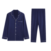 京东京造【长绒棉】A类一等品50支纯棉情侣睡衣女男24年春家居服绀青 L