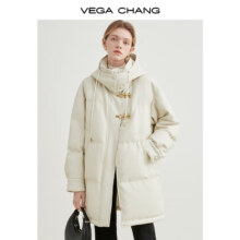 20点开始：VEGA CHANG 白鸭绒哑光皮连帽羽绒服女中长款 NNW2111117615