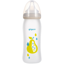 贝亲（Pigeon）宽口径玻璃奶瓶 新生儿自然实感硅橡胶护层彩绘奶瓶 240ml M奶嘴3-6月（苹果）
