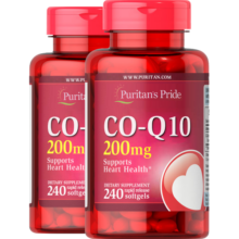 普丽普莱Puritan's Pride辅酶Q10胶囊200mg240粒*2熬夜加班优选保护心脏心脑血管过节送礼【刘国正冠军推荐】