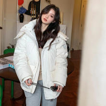 劲司 韩系穿搭加厚面包服外套女短款2024秋冬季新款设计感爱心羽绒棉服