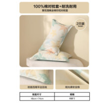 水星家纺40支纯棉枕套单件一对 100%全棉抗菌枕头套单人枕头罩情侣对枕套 繁花落枫全棉印花对枕套 48cm×74cm