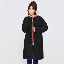 佐丹奴 泰迪绒圆领中长款外套女 4085320709