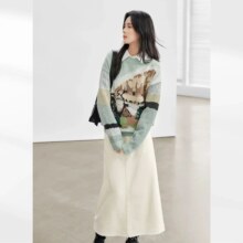 对白 女式毛衣 凯伊莱文联名 2024冬装 艺术画作 提花圆领套头 尺码全