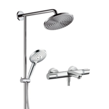 汉斯格雅（Hansgrohe）双飞雨240恒温带下出水分体式淋浴管圆顶喷花洒套装 分体式淋浴管