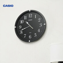 卡西欧（CASIO）挂钟客厅创意家用钟表简约圆形时尚壁钟卧室扫秒时钟挂墙石英钟表 IQ-88-1PF黑色