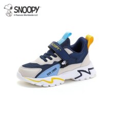 SNOOPY史努比童鞋儿童运动鞋秋冬季款男童鞋保暖减震女童休闲跑步棉鞋子 069网布深蓝米（春秋款） 34码 脚长20.3-20.8cm