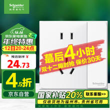 施耐德电气 皓呈系列 A3T15_10US_WE_C1 一开五孔插座 奶油白