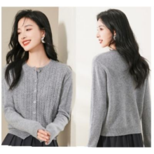 赛兔【蛇年红款 厚款纯羊毛】复古知性保暖绞花毛衣外套女式针织开衫 M-XL 颜色任选