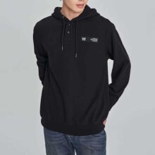 Lee 舒适版华夫格 半纽扣开合连帽长袖卫衣 男经典休闲LMT007099203 黑色