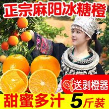 正宗湖南麻阳冰糖橙5斤包邮新鲜现摘水果小橙子当季整箱手剥甜橙