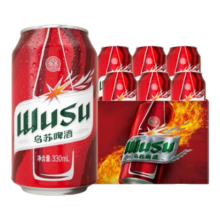PLUS会员：乌苏啤酒 大红乌苏国产烈性高度拉格啤酒整箱装 330mL 6罐