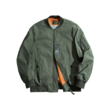马登工装 美式复古MA-1飞行员夹克休闲棒球服短款外套春秋男潮痞帅 绿色 XL