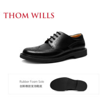 THOM WILLS布洛克德比鞋男休闲英伦风商务正装男士皮鞋真皮厚底增高冬季男鞋 黑色小牛D285-1 8.5 /43码
