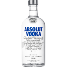 绝对伏特加（Absolut Vodka）洋酒 40度 瑞典原装进口鸡尾酒 调酒基酒 长岛冰茶 原味 1000mL 1瓶