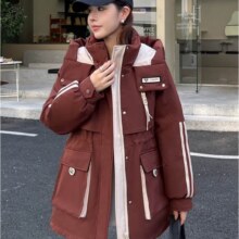 鸭鸭  鞠婧祎明星同款羽绒服  中长款 2色可选