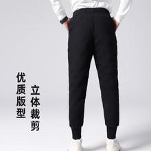 YAYA 鸭鸭羽绒服 鸭鸭（YAYA）90白鸭绒羽绒裤男女同款束脚裤冬季防寒保暖2024冬季新款黑色裤子 黑色