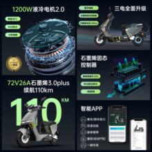 绿源（Luyuan）成人高速电动摩托车S70 超长续航电瓶车代步外卖电摩轻智能电摩 72V26A石墨烯 光纤白
