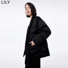PLUS会员：LILY  羽绒服 女装 保暖鹅绒时尚通勤款  510黑 L