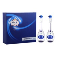聚划算百亿补贴：梦之蓝 M3洋河 蓝色经典45度500ml*2 绵柔型白酒礼盒装