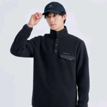 27号20点：拓路者 450g抓绒衣男户外秋冬加绒加厚款半开襟拉链保暖防风新款摇粒绒 黑色