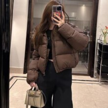 真维斯 女装纯色厚款保暖棉服