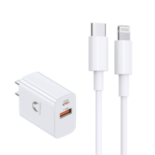 Snowkids苹果充电器20W快充线PD数据线套装iPhone14ProMax 121311充电头数据线插头双口快充头闪充线1米