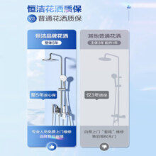 恒洁0铅安耐康淋浴花洒套装带顶喷合金防烫置物大平台四功能花洒930 【双除垢+0铅析出】930银色