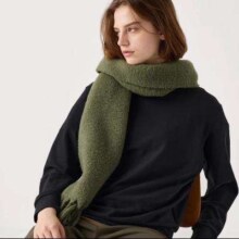 UNIQLO 优衣库 女装柔软针织摇粒绒圆领套头衫