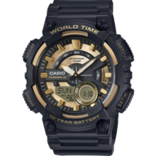 卡西欧（CASIO）男表  学生运动手表 多功能双显电子表 防水夜光石英表 夜光指针AEQ-110BW-9A